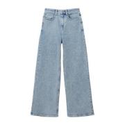 s.Oliver wide leg jeans lichtblauw Meisjes Stretchdenim Effen - 140