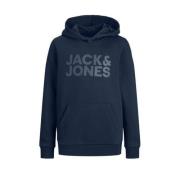 JACK & JONES JUNIOR hoodie JJECORP met tekst Sweater Blauw Logo - 128