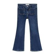 Mango Kids flared jeans donkerblauw Meisjes Denim Effen - 164