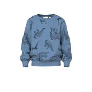 NAME IT MINI sweater NMMVIFELIX met all over print middenblauw/zwart A...