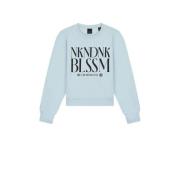 NIK&NIK sweater Blossom met tekst lichtblauw/zwart Tekst - 176