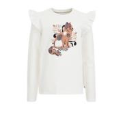 WE Fashion gestreepte longsleeve blanc Wit Meisjes Stretchkatoen Ronde...