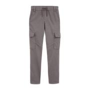 WE Fashion slim fit cargobroek Grijs Jongens Stretchkatoen Ruit - 176