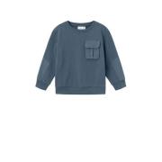 NAME IT MINI sweater grijsblauw Effen - 110 | Sweater van NAME IT