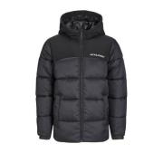 JACK & JONES JUNIOR gewatteerde jas zwart Jongens Polyester Capuchon M...