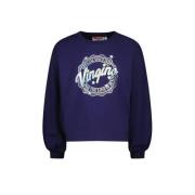 Vingino sweater Jazzlin met printopdruk donkerblauw Printopdruk - 140