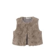 NAME IT MINI imitatiebont gilet NMFNUSSI taupe Effen - 98