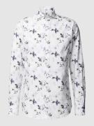 Slim fit zakelijk overhemd met all-over bloemenprint