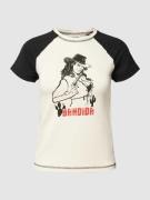 T-shirt met motief- en statementprint, model 'KATINKA'