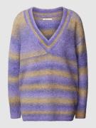 Gebreide pullover met diepe V-hals, model 'colourflow'