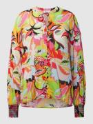 Overhemdblouse van pure viscose met bloemenmotief