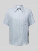 Regular fit linnen overhemd met blinde knoopsluiting, model 'TEED'
