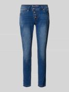 Slim fit jeans met asymmetrische knoopsluiting, model 'Malibu'