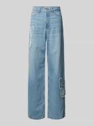 Wide leg jeans met motiefpatches