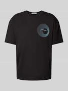 T-shirt met label- en motiefprint, model 'CIRCLE FREQUENCY'