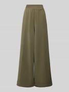 Wide leg stoffen broek met labelstitching, model 'Ecara'