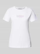 Slim fit T-shirt met labelprint, model 'MONOLOGO'