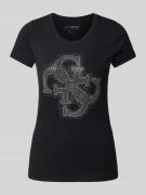 T-shirt met strass- en siersteentjes