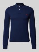 Slim fit poloshirt in design met lange mouwen