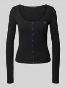 Slim fit shirt met lange mouwen en ronde hals, model 'BUTTON THRU'