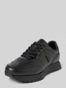 Leren sneakers met plateauzool, model 'LOW TOP LACE UP'