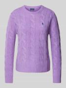 Wollen pullover met kabelpatroon