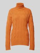 Linnen pullover met kabelpatroon model 'SOFT WOOL'