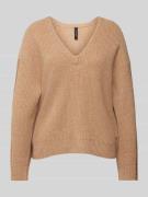 Gebreide pullover van lanawol met V-hals