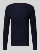 Regular fit gebreide pullover met geribde ronde hals