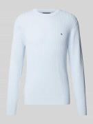 Slim fit gebreide pullover met visgraatstructuur