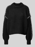 Relaxed fit gebreide pullover met contrastdetail, model 'FENG'