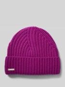 Beanie van puur kasjmier met labeldetail