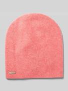 Beanie van puur kasjmier met labeldetail