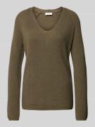 Regular fit gebreide pullover met V-hals en raglanmouwen