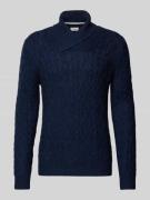 Regular fit pullover met sjaalkraag van wolmix met kabelpatroon