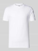 T-shirt met geribde ronde hals, model 'ANTON'