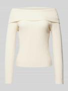 Slim fit gebreide pullover met off shoulder-mouwen, model 'KATIA'