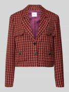 Regular fit kort bouclé blazer met pied-de-poule