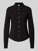 Regular fit overhemdblouse van jersey met knopen in parelmoeren look