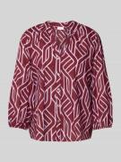 Regular fit blouse met lange mouwen, all-over motief en plooien