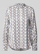 Regular fit blouse met lange mouwen, all-over motief en biezen