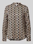 Regular fit blouse met lange mouwen, all-over motief en biezen