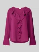 Regular fit blouse met volants en V-hals