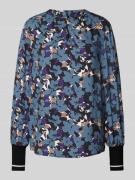 Regular fit blouse met druppelvormige hals, model 'Multileaves'