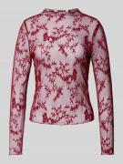 Blouse met lange mouwen van mesh met bloemenmotief, model 'LINLEY'