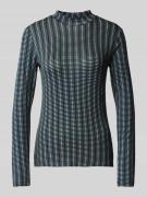 Shaped fit shirt met lange mouwen van viscosemix met all-over motief