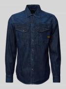 Slim fit jeansoverhemd met labelpatch, model 'Dakota'