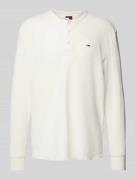 Regular fit shirt met lange mouwen en logostitching, model 'HENLEY'