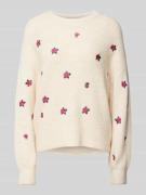 Gebreide pullover met ronde hals, model 'FLEUR'