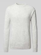 Regular fit gebreide pullover met wol en labelstitching bij de mouwen